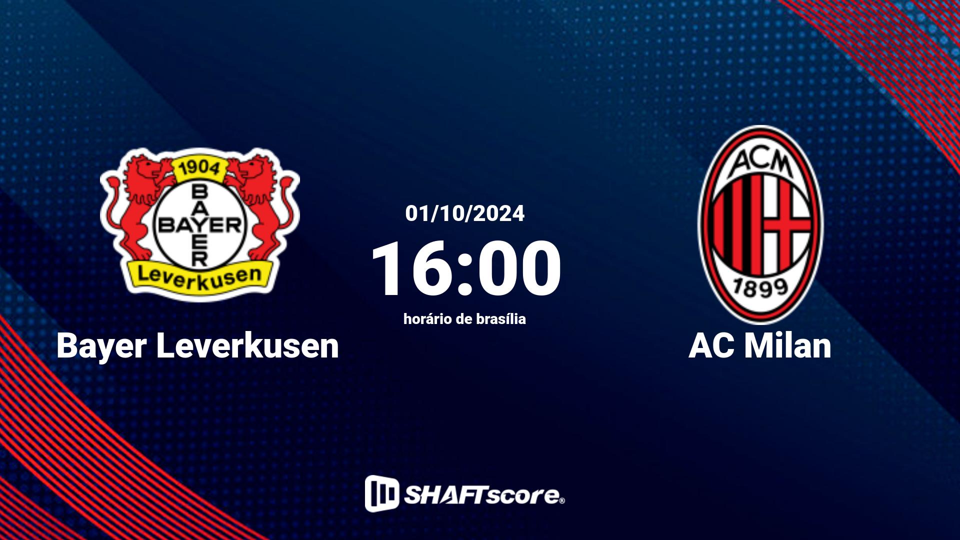 Estatísticas do jogo Bayer Leverkusen vs AC Milan 01.10 16:00