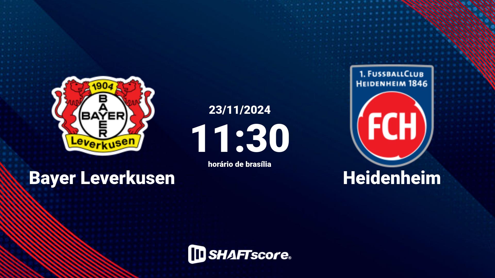 Estatísticas do jogo Bayer Leverkusen vs Heidenheim 23.11 11:30