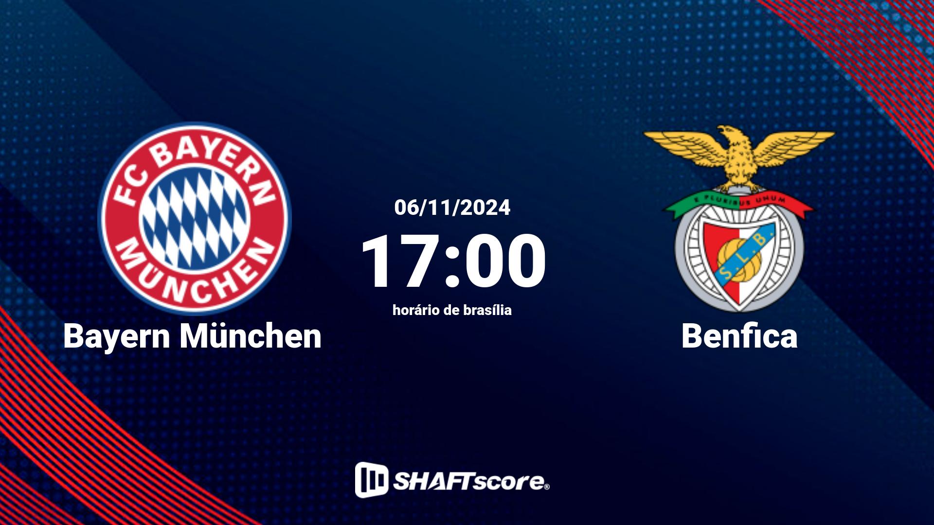 Estatísticas do jogo Bayern München vs Benfica 06.11 17:00