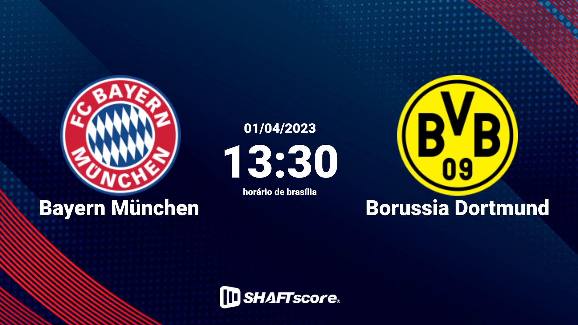 Estatísticas do jogo Bayern München vs Borussia Dortmund 01.04 13:30