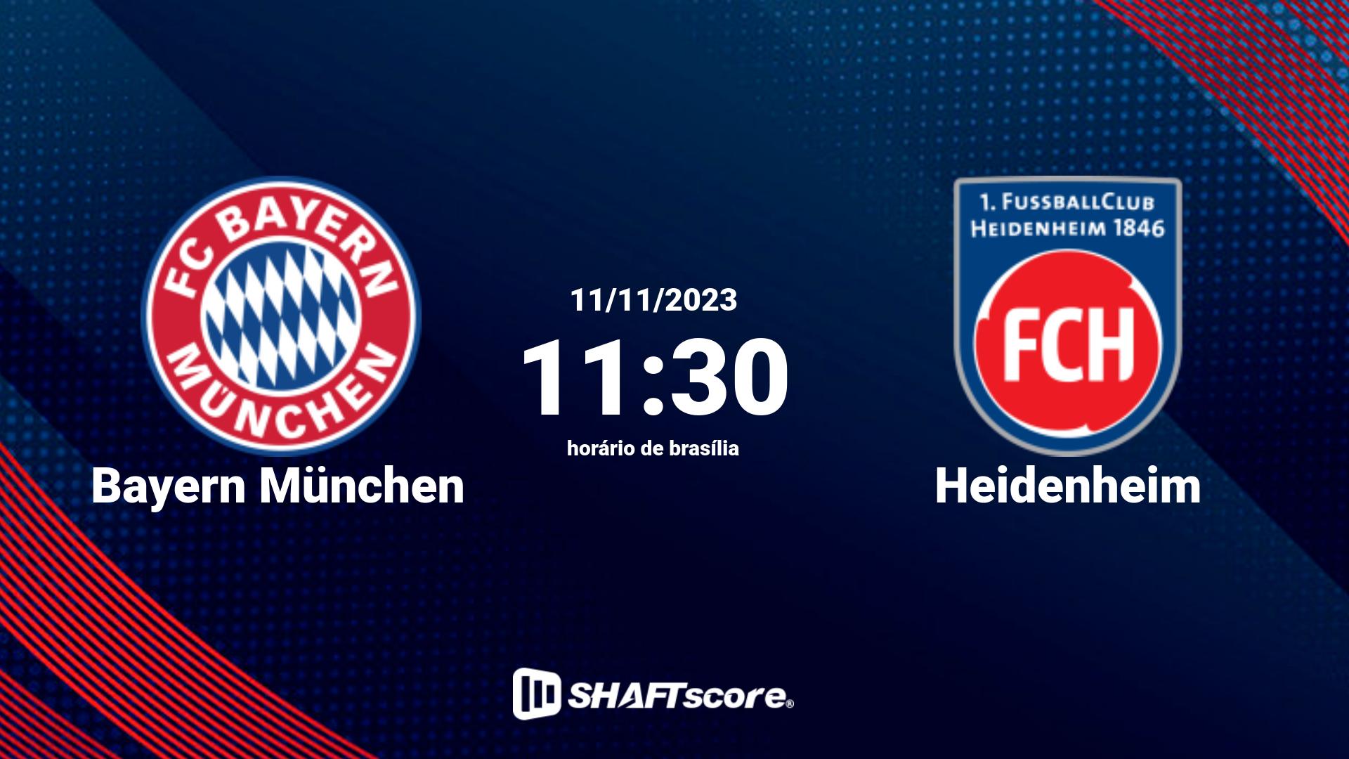 Estatísticas do jogo Bayern München vs Heidenheim 11.11 11:30