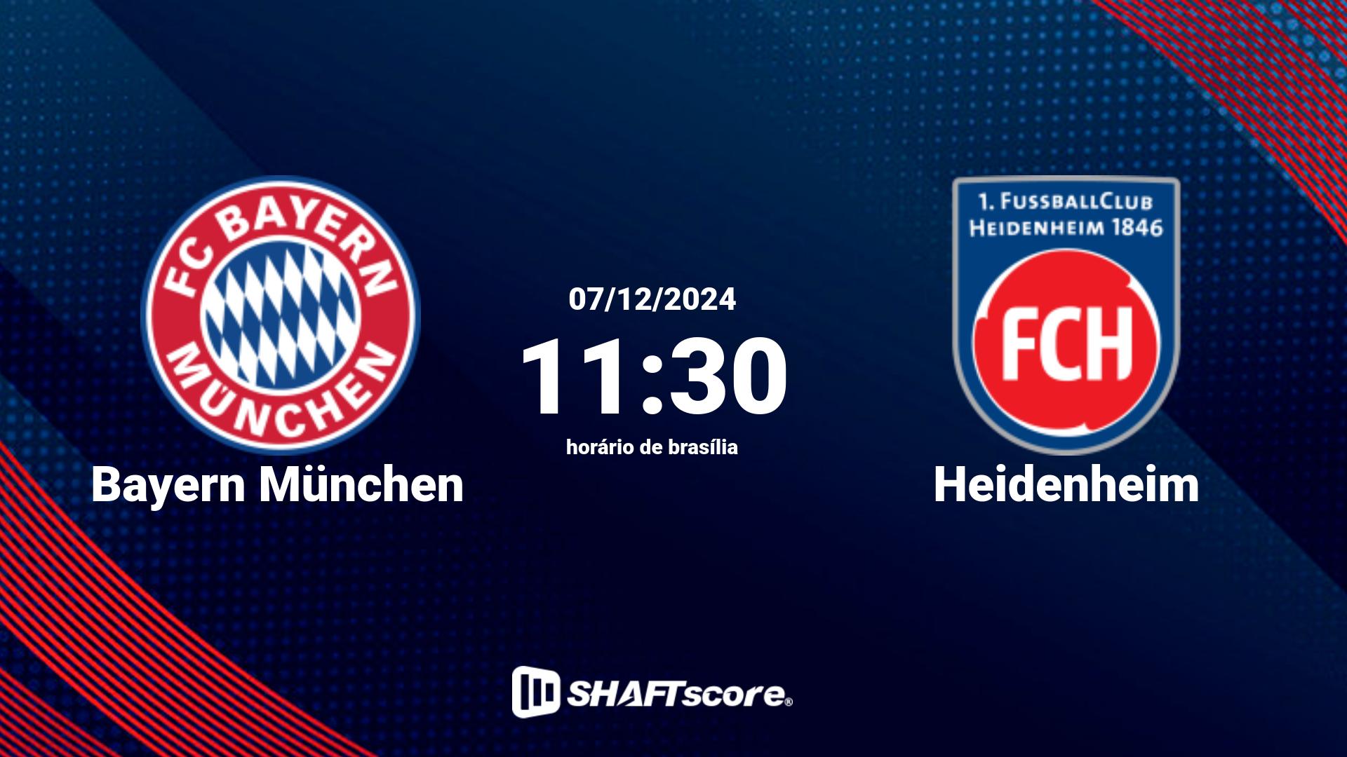 Estatísticas do jogo Bayern München vs Heidenheim 07.12 11:30