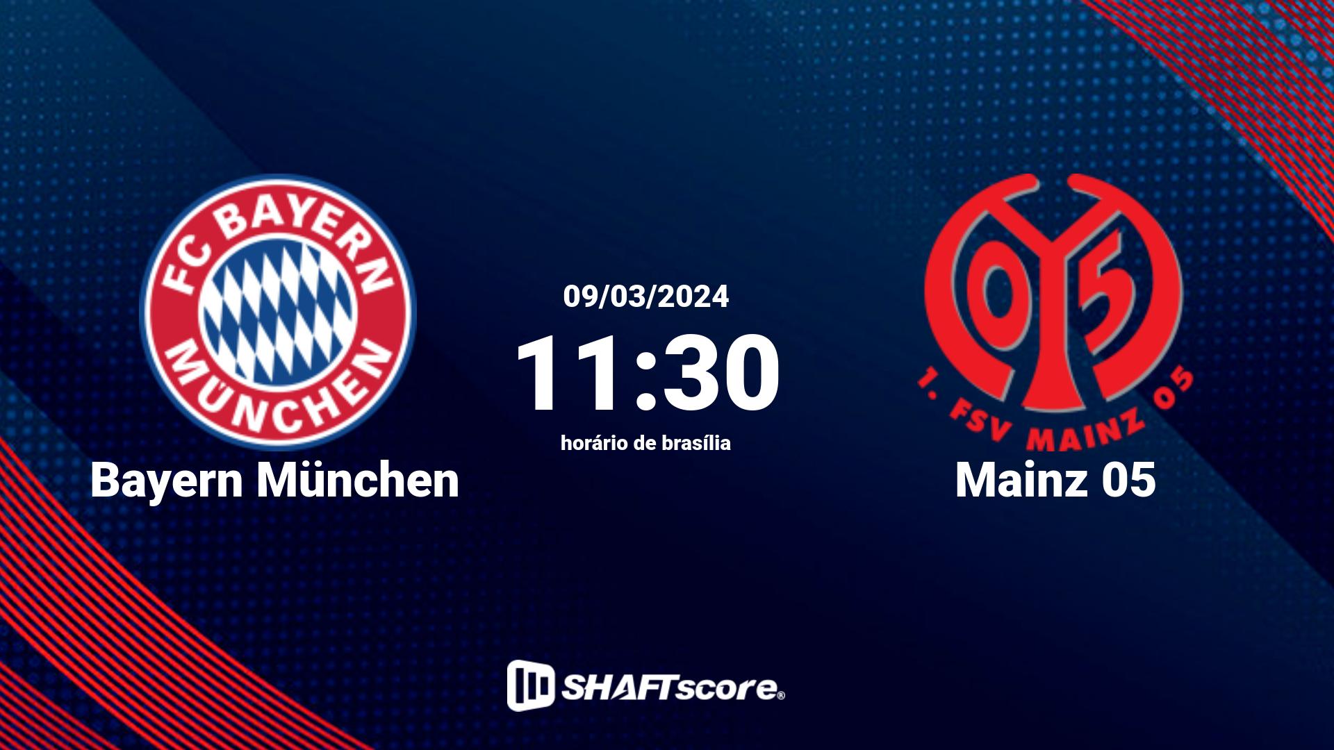 Estatísticas do jogo Bayern München vs Mainz 05 09.03 11:30