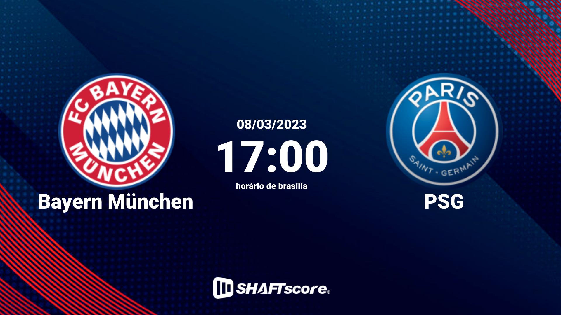 Estatísticas do jogo Bayern München vs PSG 08.03 17:00