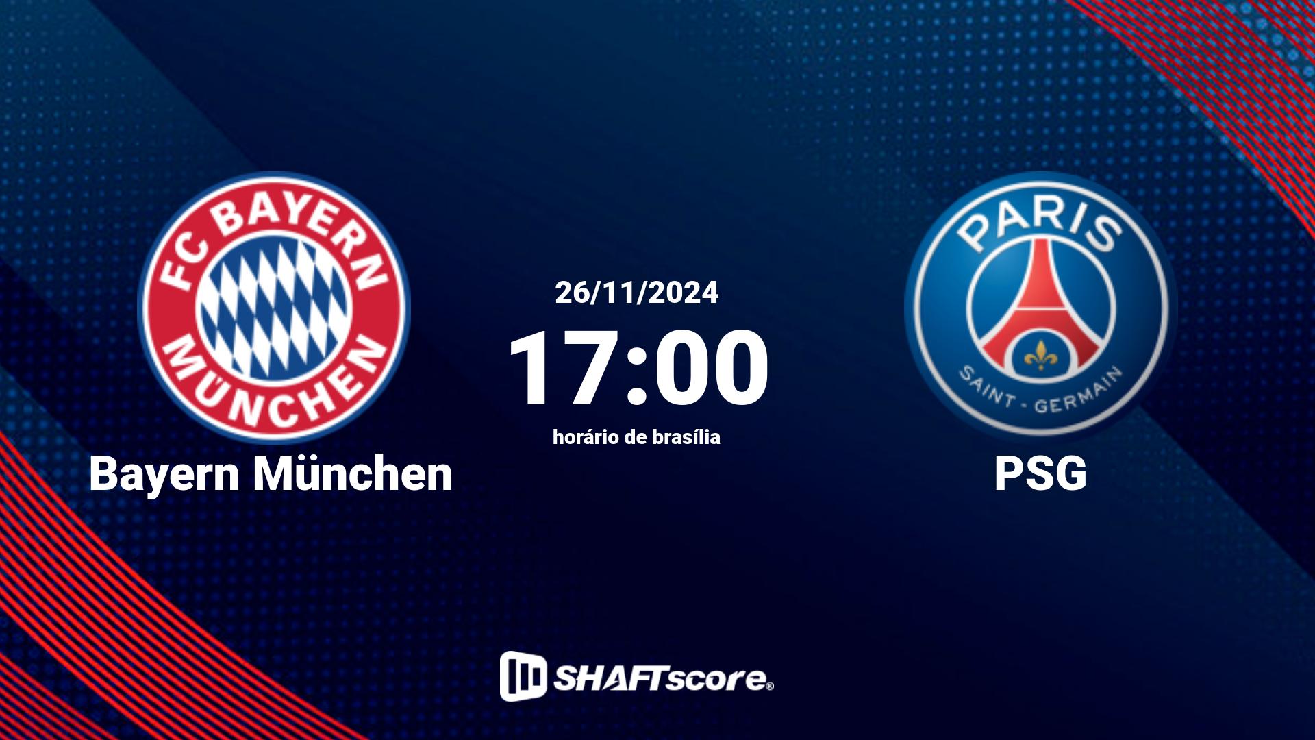 Estatísticas do jogo Bayern München vs PSG 26.11 17:00