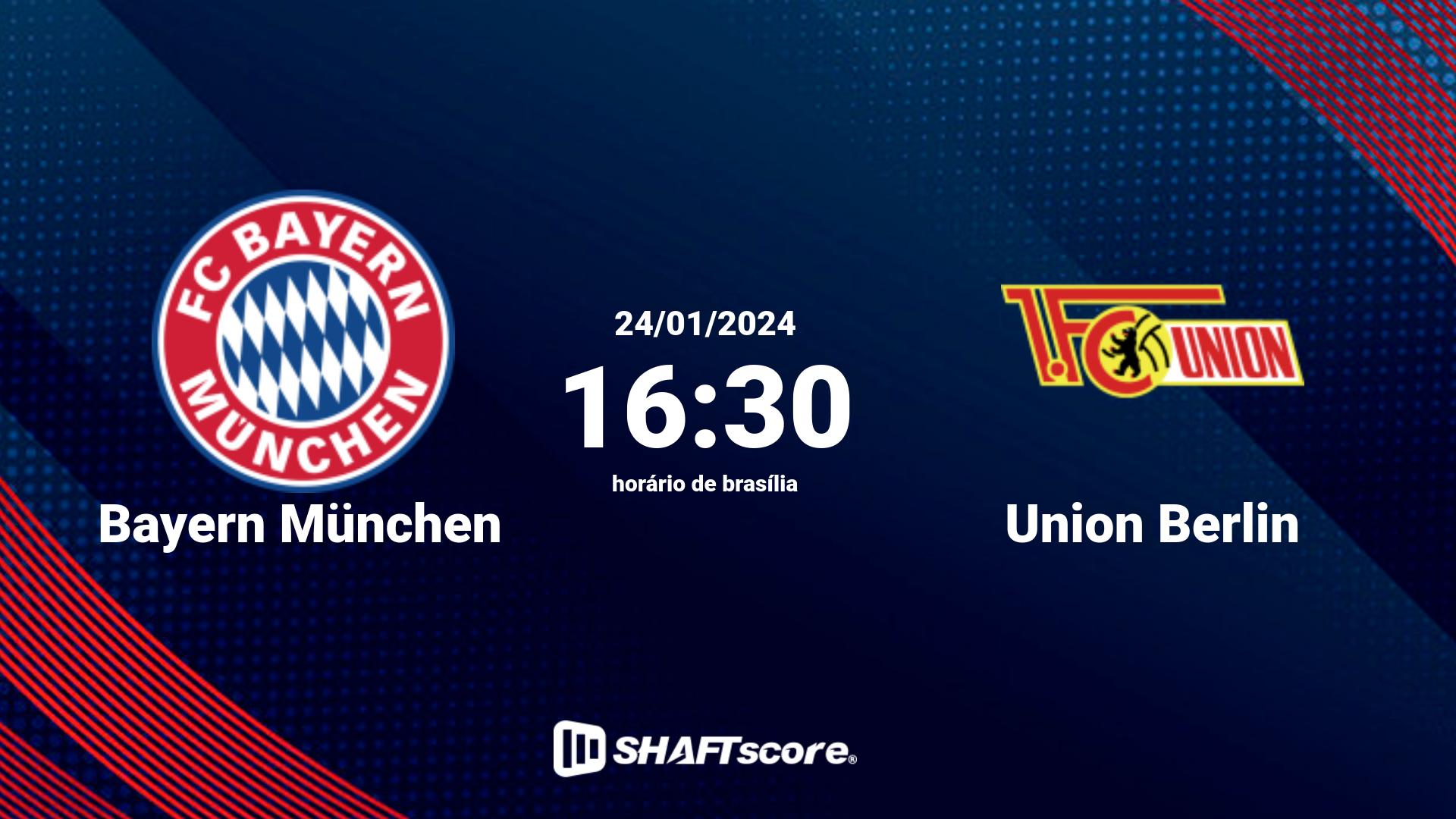 Estatísticas do jogo Bayern München vs Union Berlin 24.01 16:30