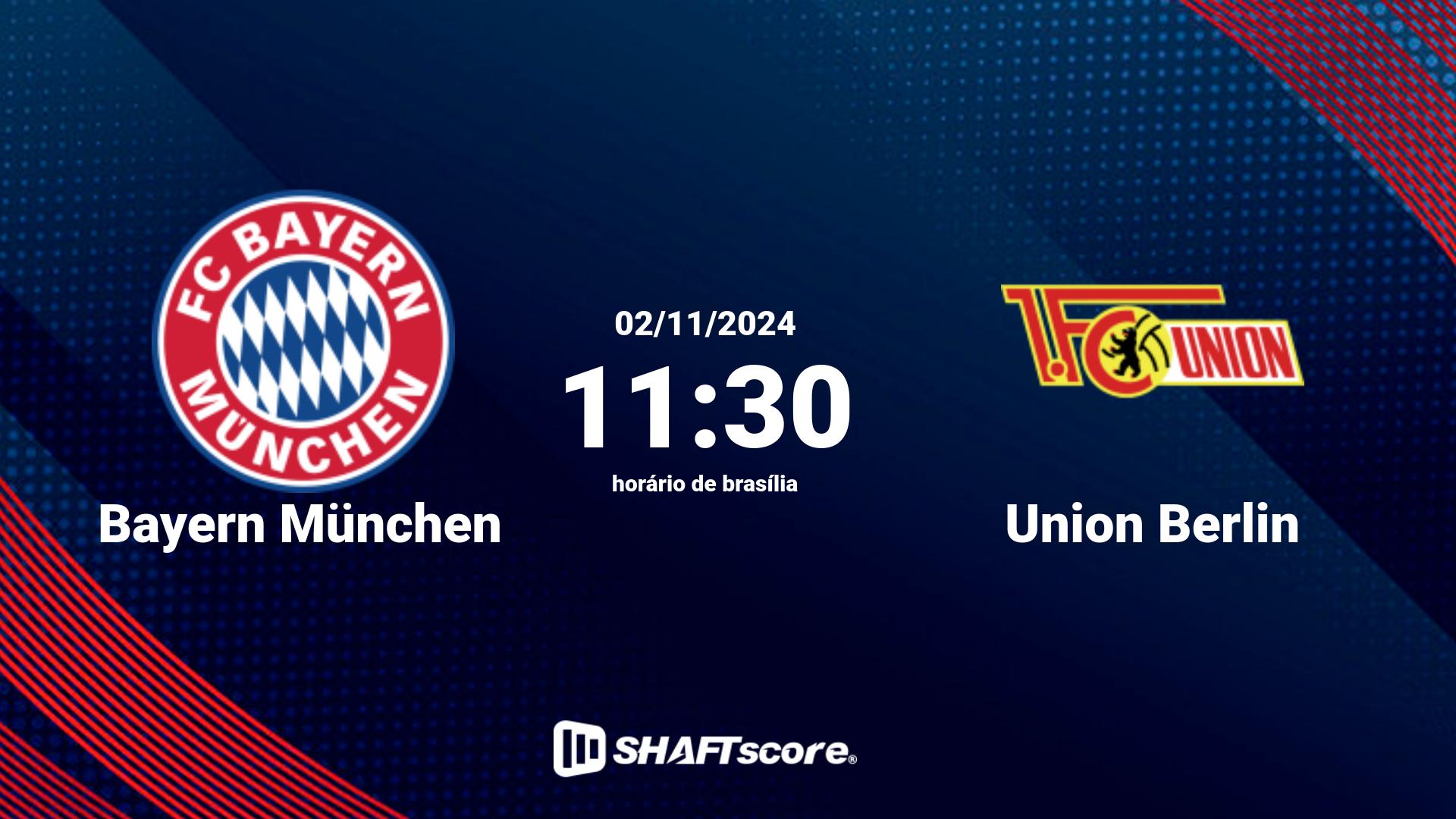 Estatísticas do jogo Bayern München vs Union Berlin 02.11 11:30