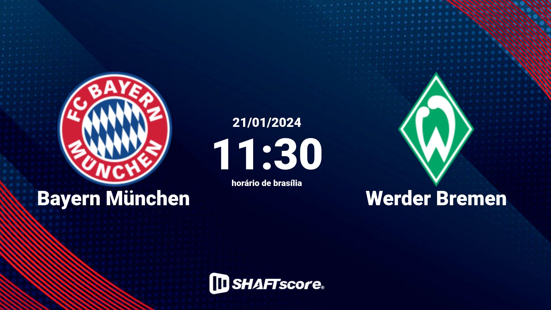 Estatísticas do jogo Bayern München vs Werder Bremen 21.01 11:30