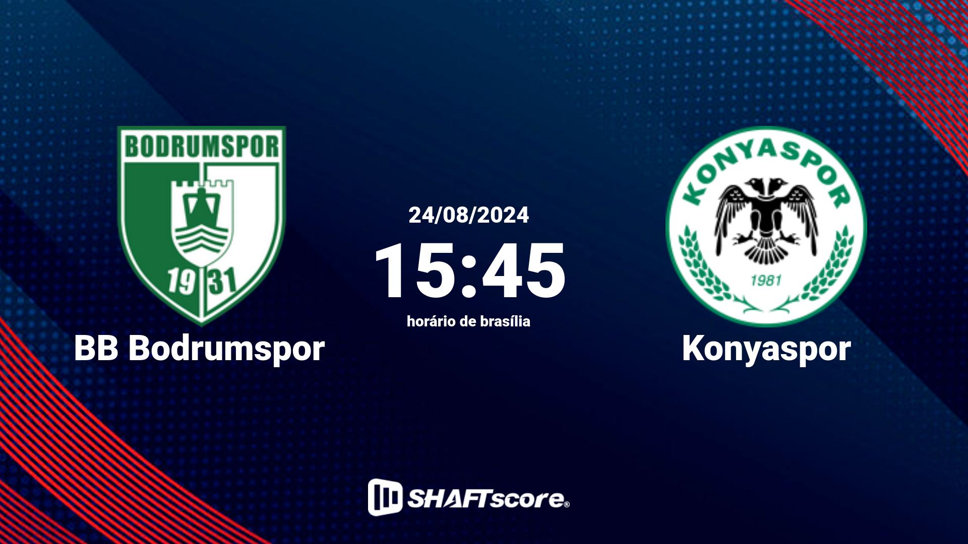 Estatísticas do jogo BB Bodrumspor vs Konyaspor 24.08 15:45