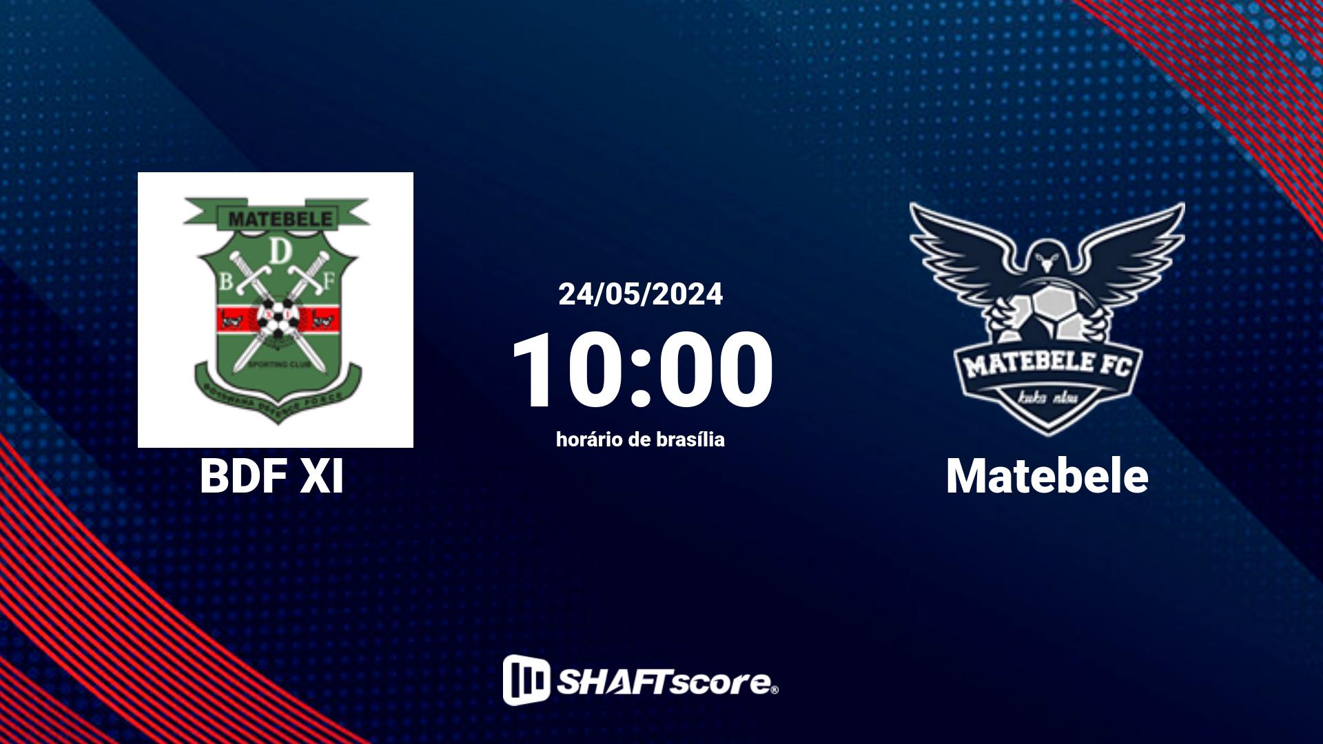 Estatísticas do jogo BDF XI vs Matebele 24.05 10:00