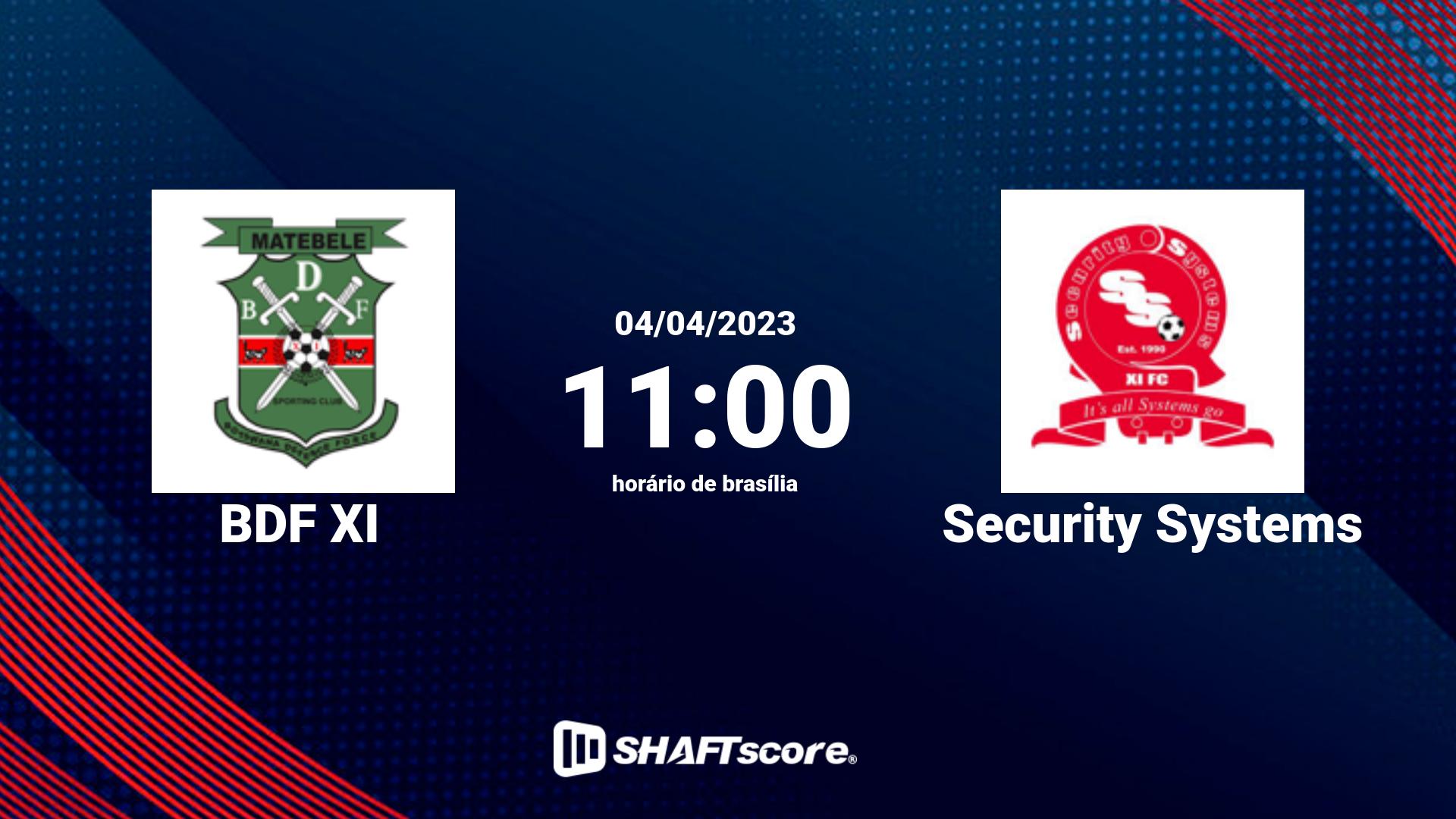 Estatísticas do jogo BDF XI vs Security Systems 04.04 11:00