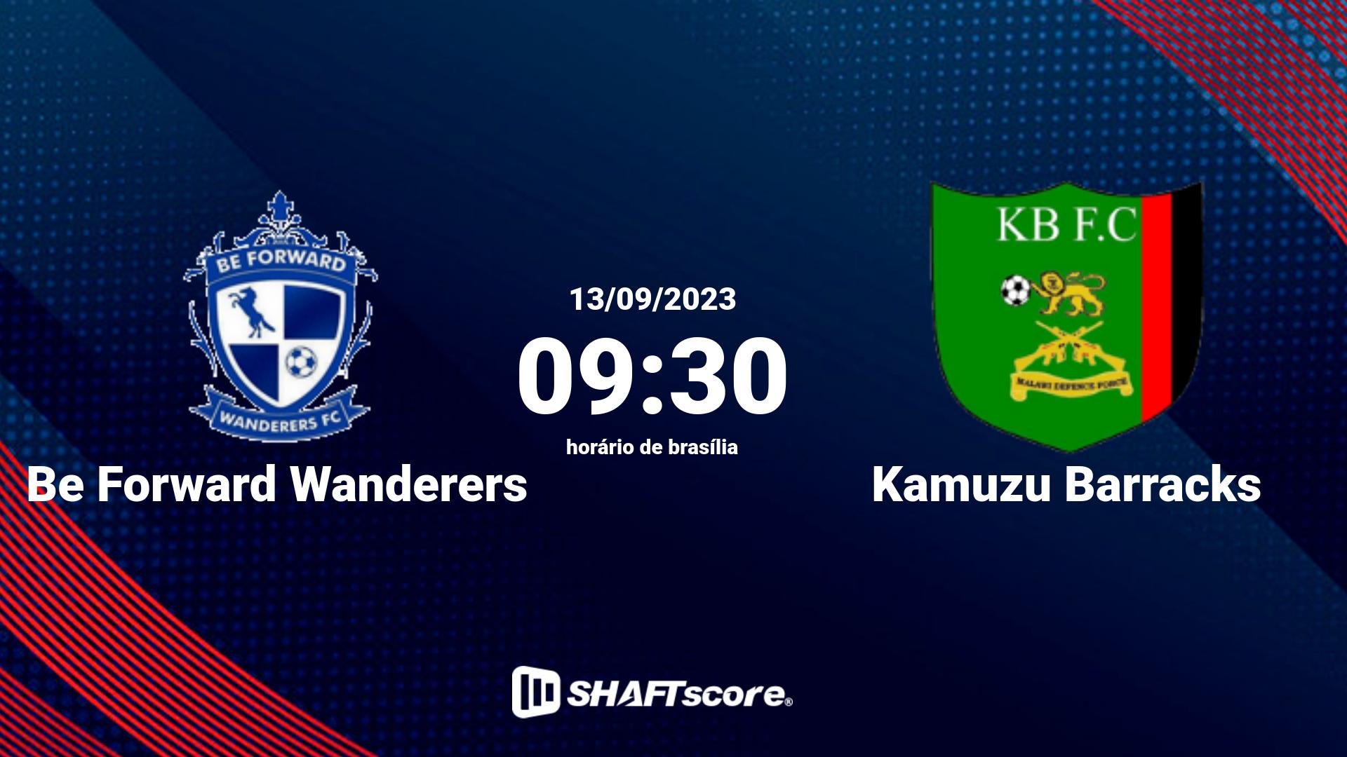 Estatísticas do jogo Be Forward Wanderers vs Kamuzu Barracks 13.09 09:30