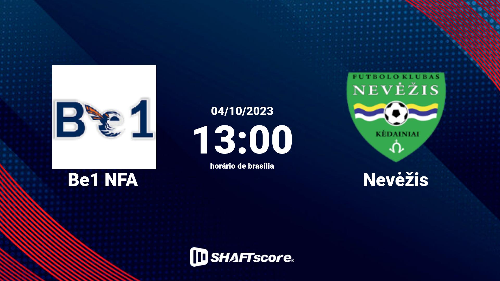 Estatísticas do jogo Be1 NFA vs Nevėžis 04.10 13:00