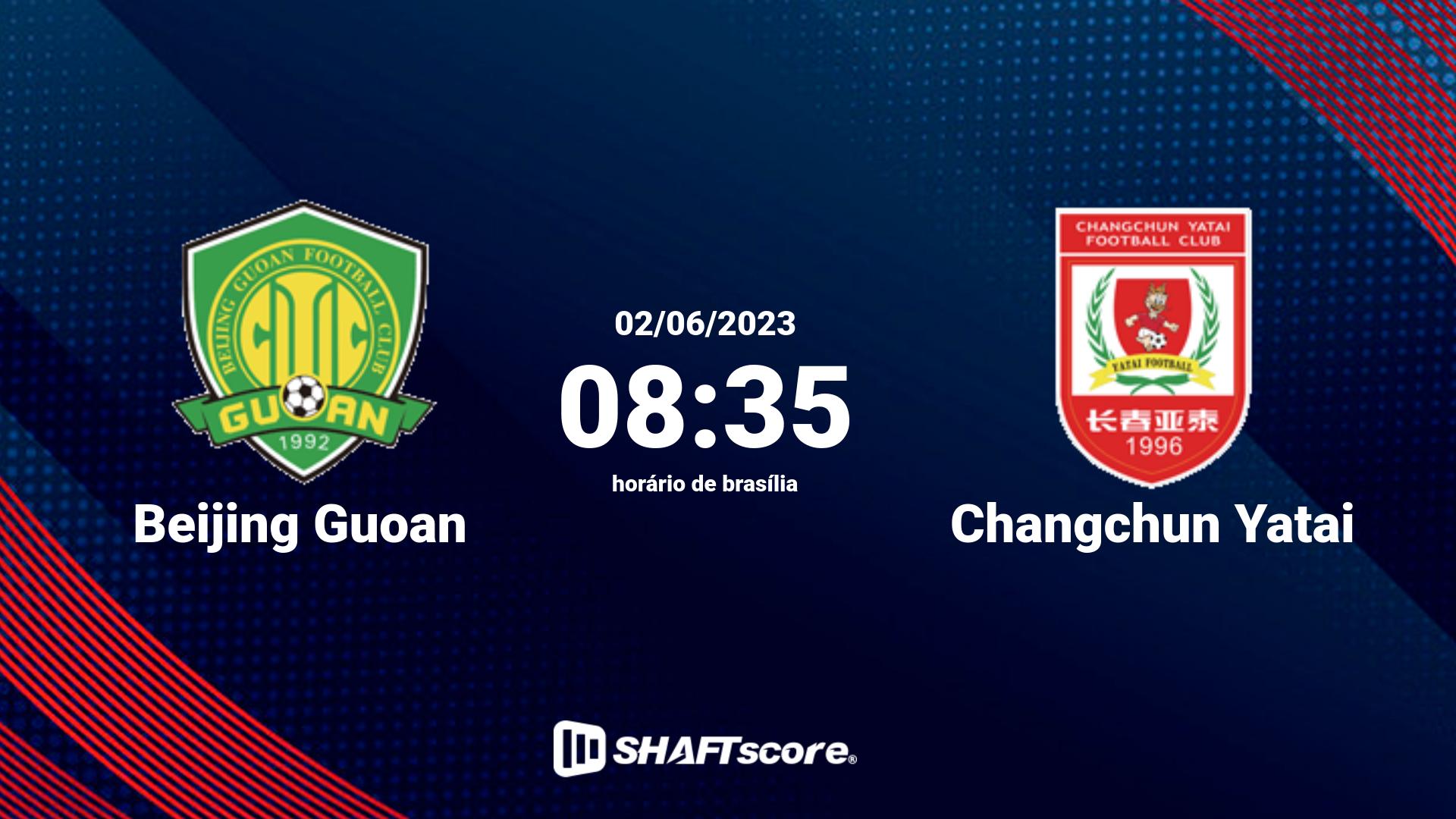 Estatísticas do jogo Beijing Guoan vs Changchun Yatai 02.06 08:35