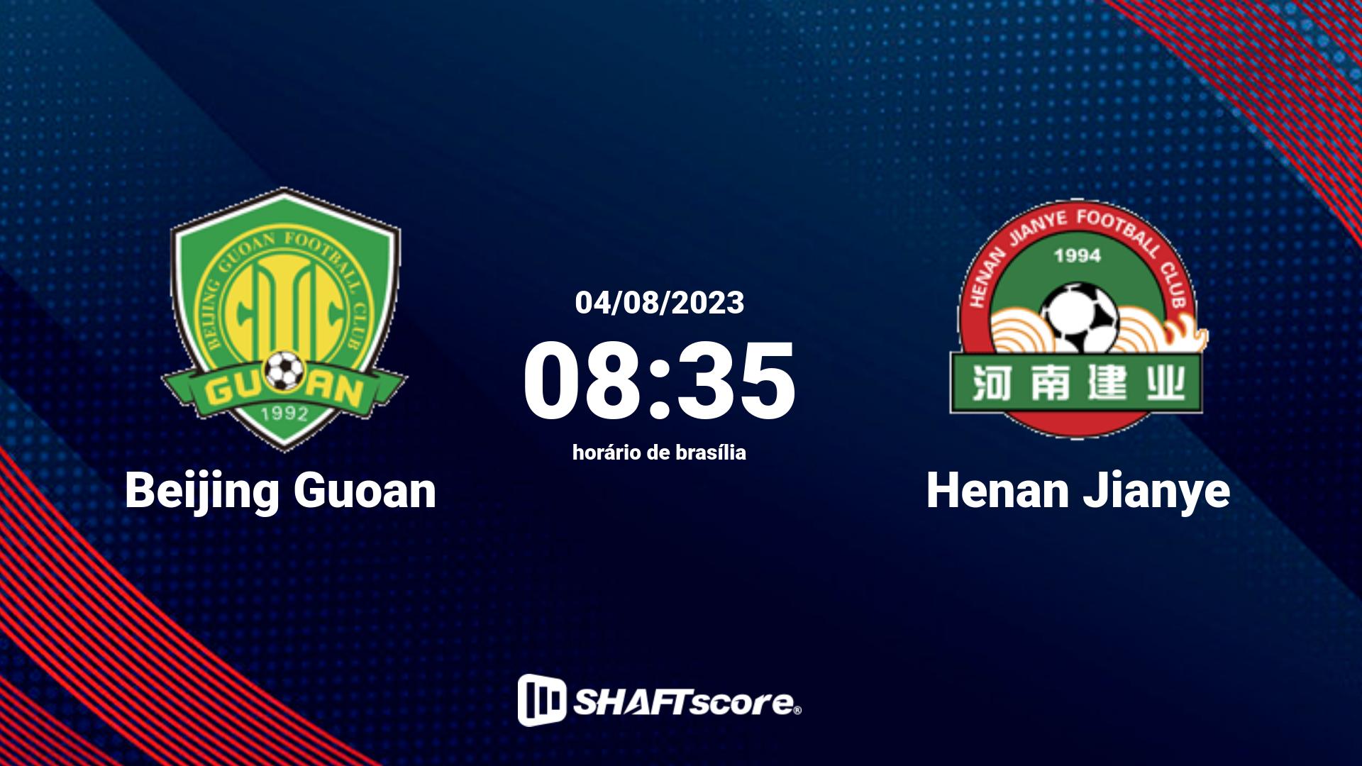 Estatísticas do jogo Beijing Guoan vs Henan Jianye 04.08 08:35