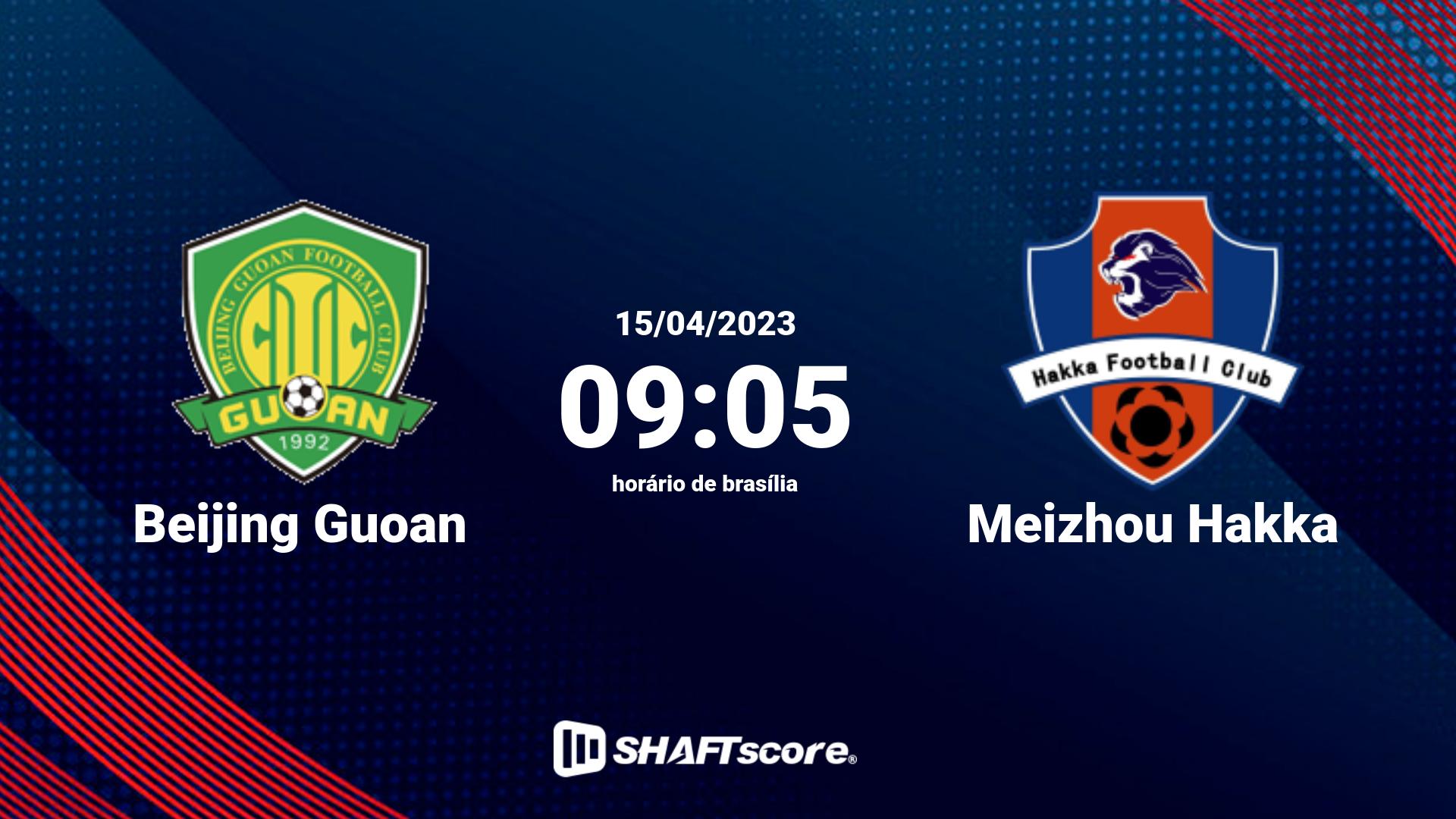 Estatísticas do jogo Beijing Guoan vs Meizhou Hakka 15.04 09:05