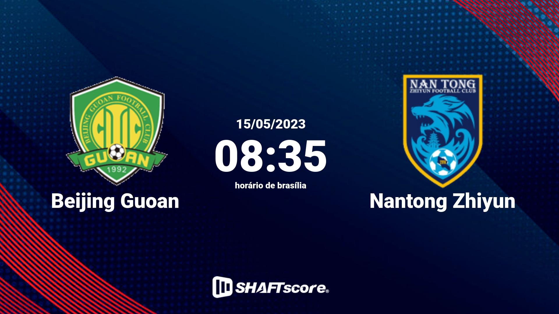 Estatísticas do jogo Beijing Guoan vs Nantong Zhiyun 15.05 08:35