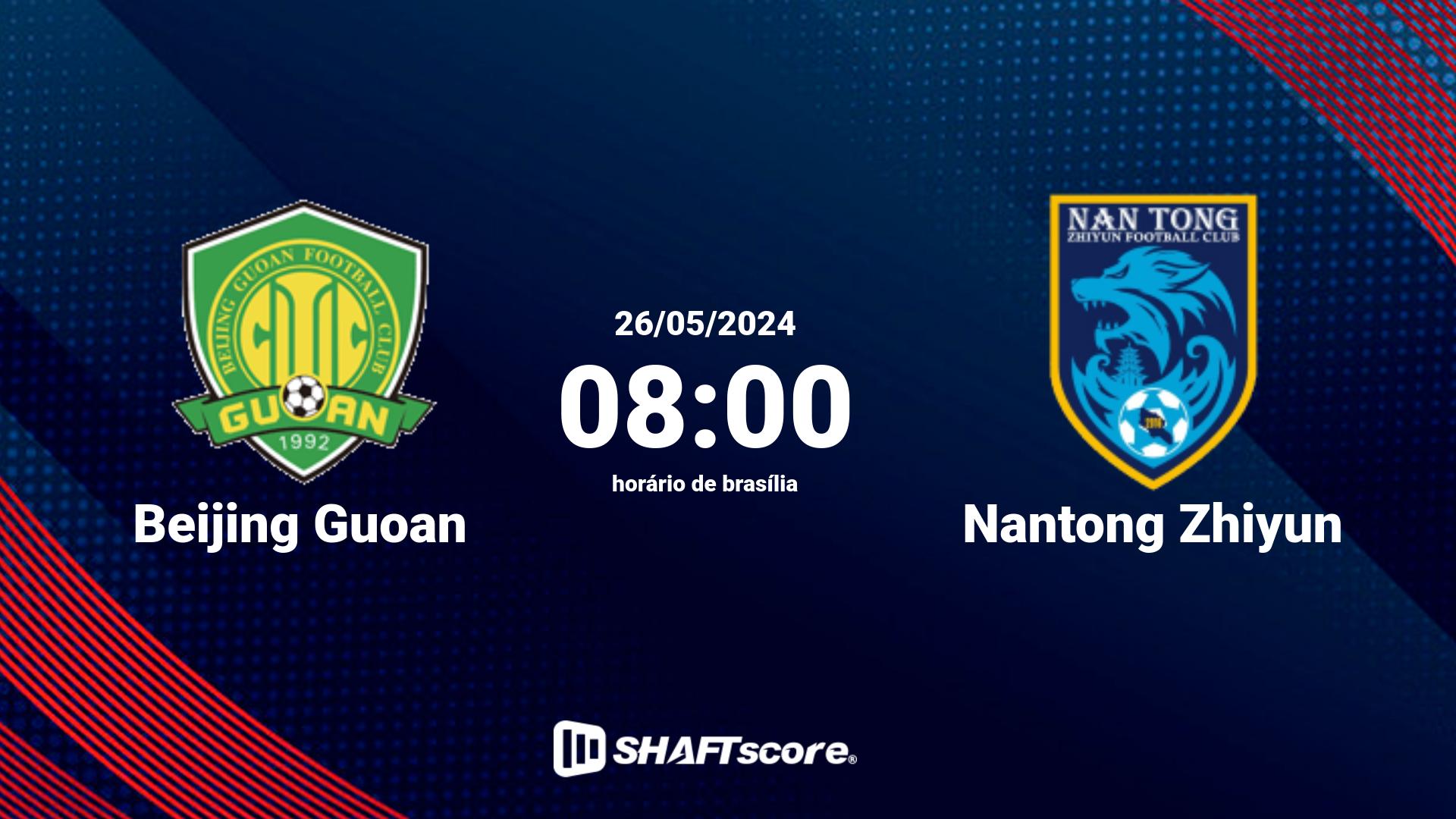 Estatísticas do jogo Beijing Guoan vs Nantong Zhiyun 26.05 08:00