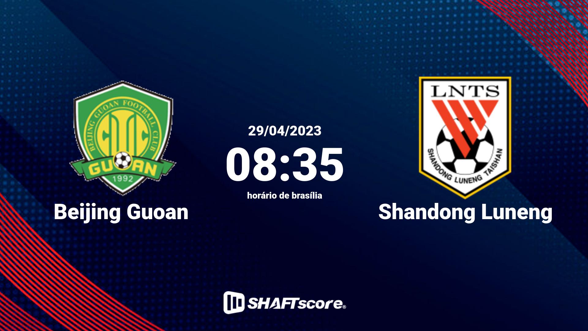 Estatísticas do jogo Beijing Guoan vs Shandong Luneng 29.04 08:35