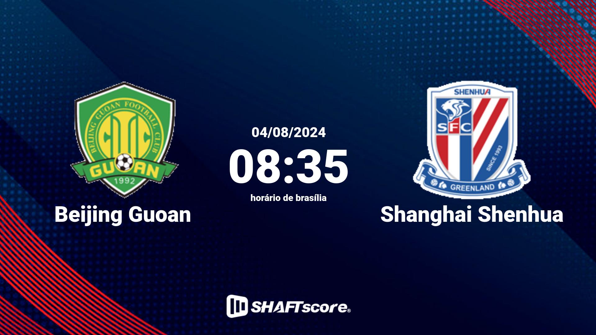 Estatísticas do jogo Beijing Guoan vs Shanghai Shenhua 04.08 08:35