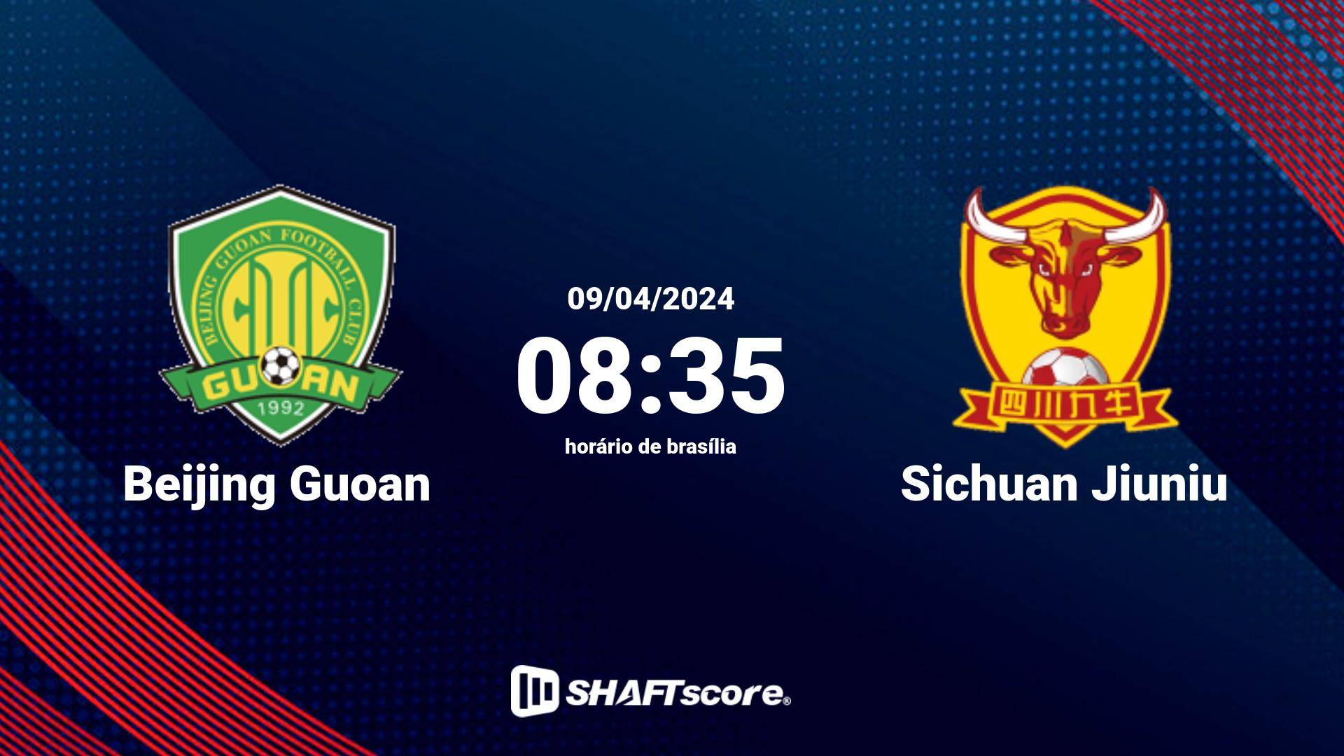 Estatísticas do jogo Beijing Guoan vs Sichuan Jiuniu 09.04 08:35