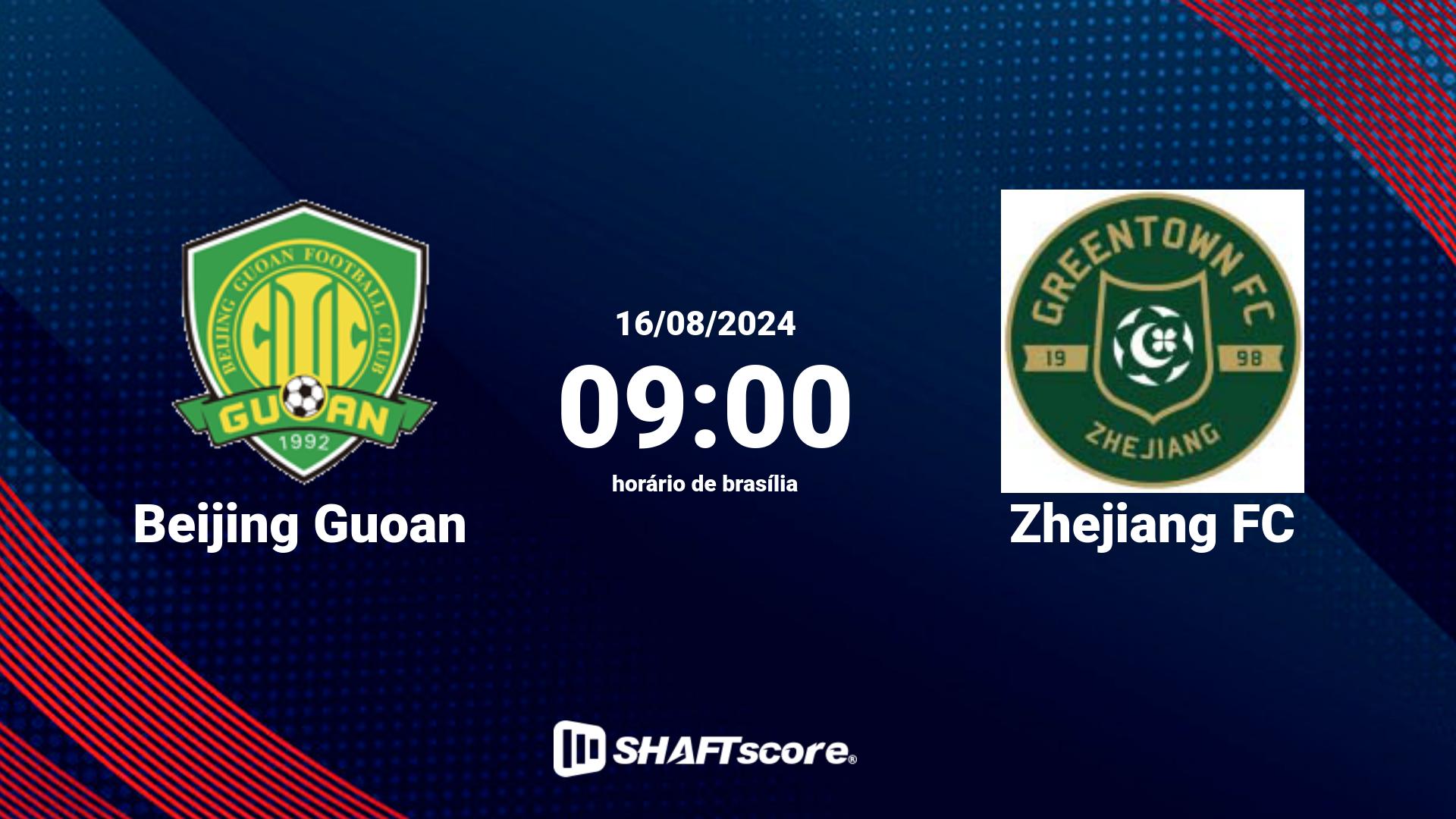 Estatísticas do jogo Beijing Guoan vs Zhejiang FC 16.08 09:00