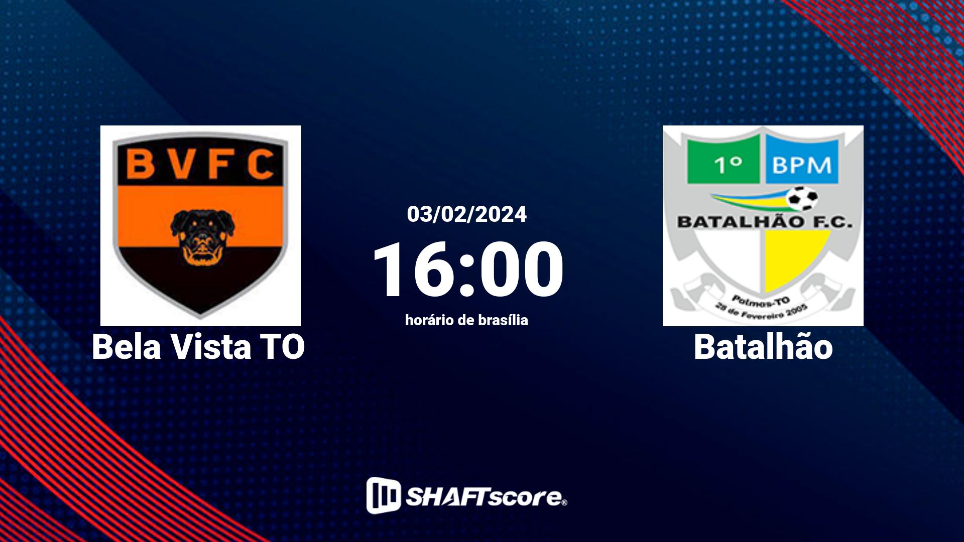 Estatísticas do jogo Bela Vista TO vs Batalhão 03.02 16:00