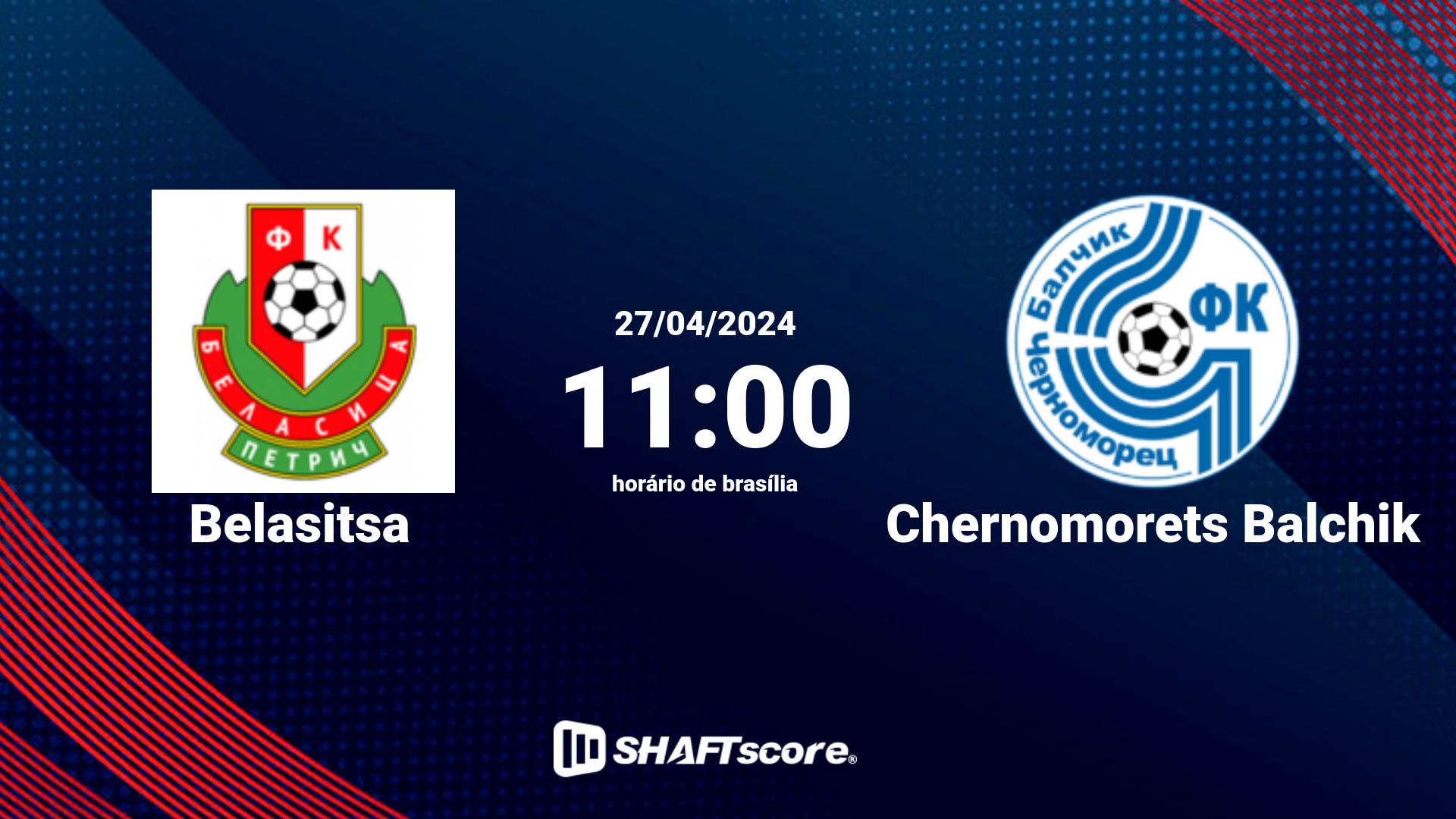 Estatísticas do jogo Belasitsa vs Chernomorets Balchik 27.04 11:00