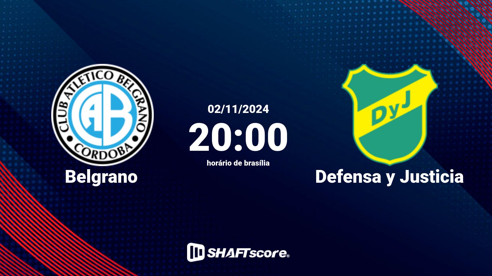 Estatísticas do jogo Belgrano vs Defensa y Justicia 02.11 20:00