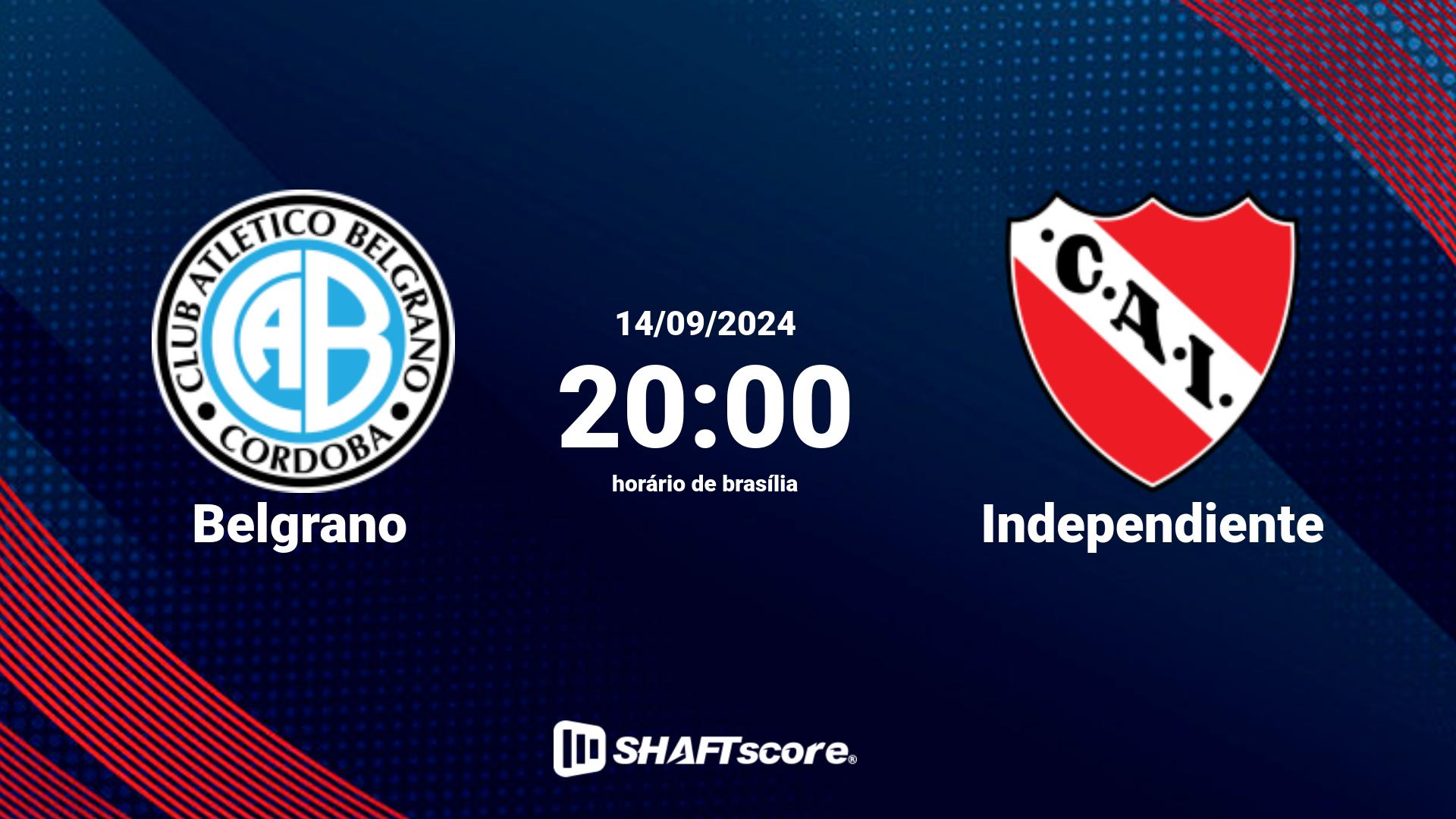 Estatísticas do jogo Belgrano vs Independiente 14.09 20:00