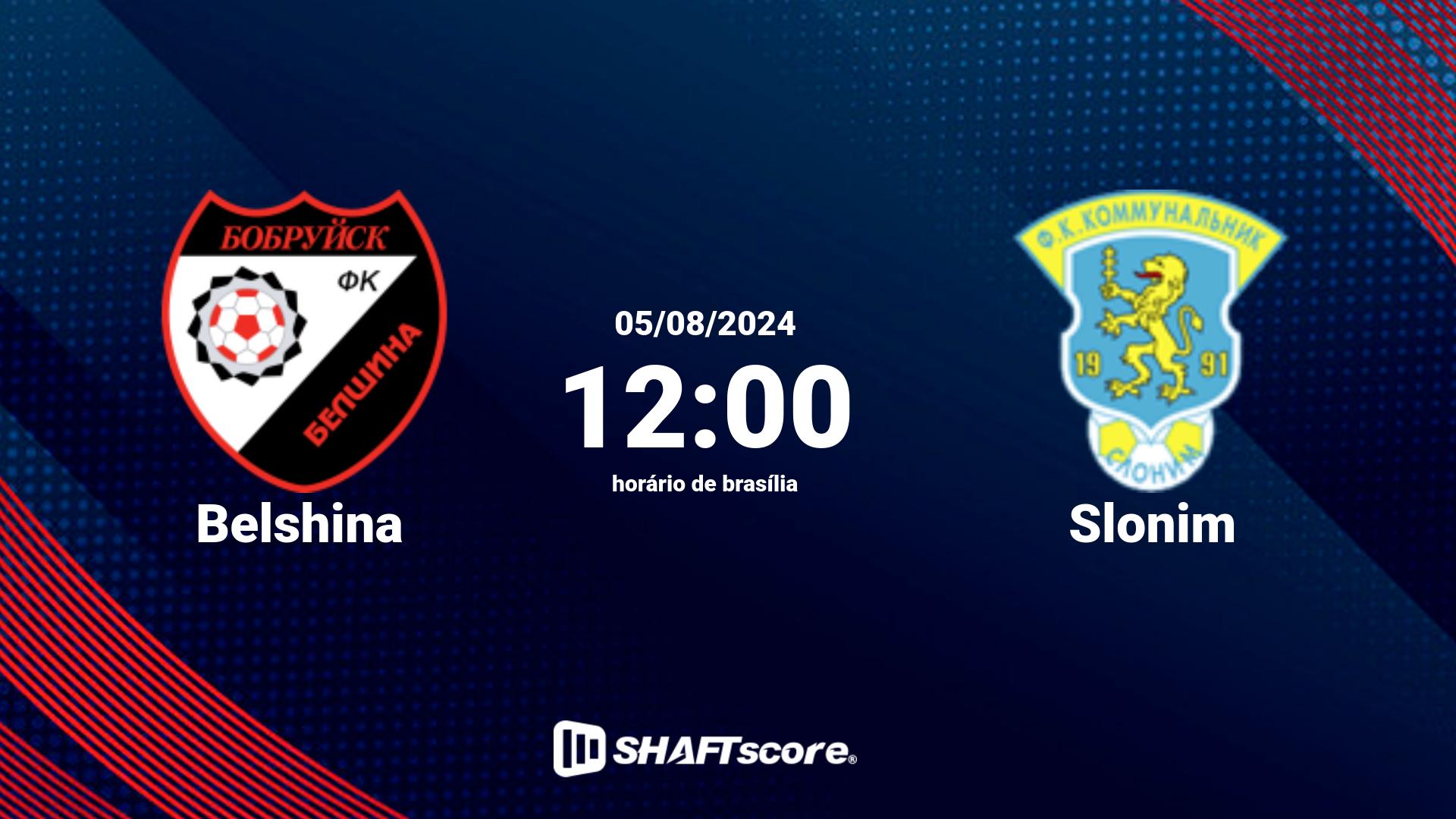 Estatísticas do jogo Belshina vs Slonim 05.08 12:00