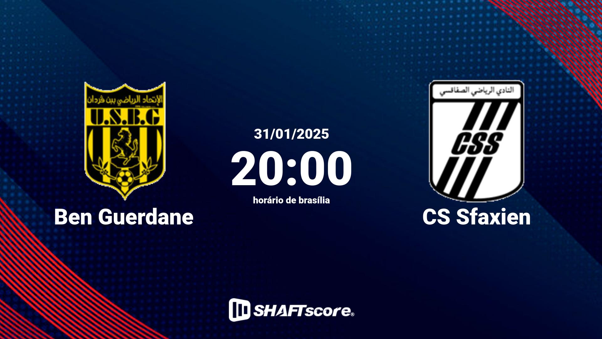 Estatísticas do jogo Ben Guerdane vs CS Sfaxien 31.01 20:00