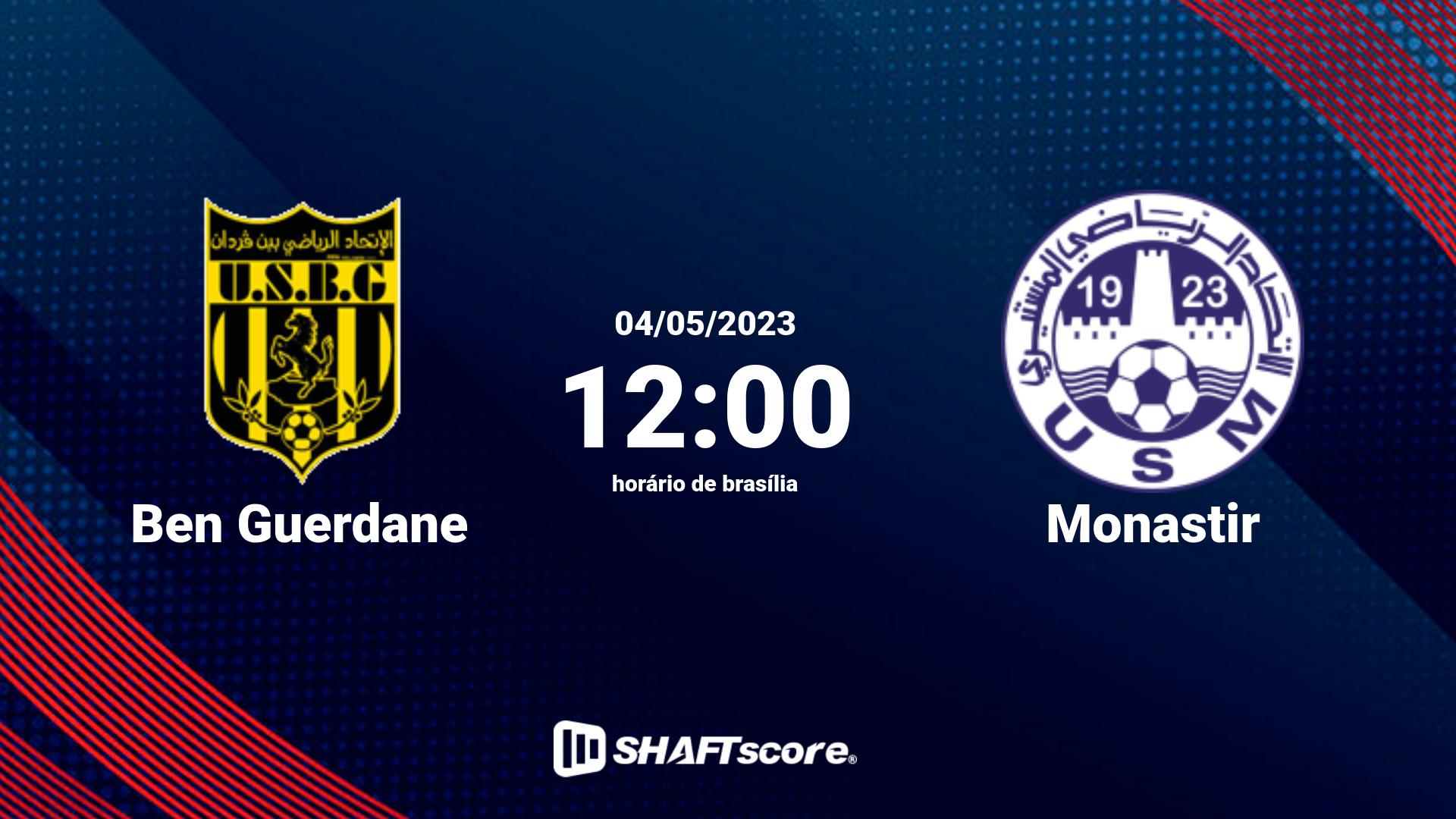 Estatísticas do jogo Ben Guerdane vs Monastir 04.05 12:00