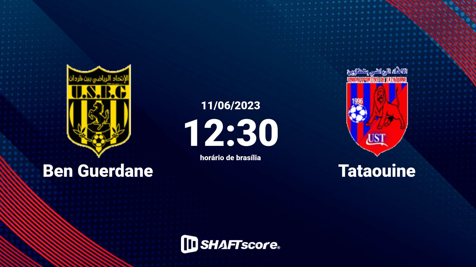 Estatísticas do jogo Ben Guerdane vs Tataouine 11.06 12:30