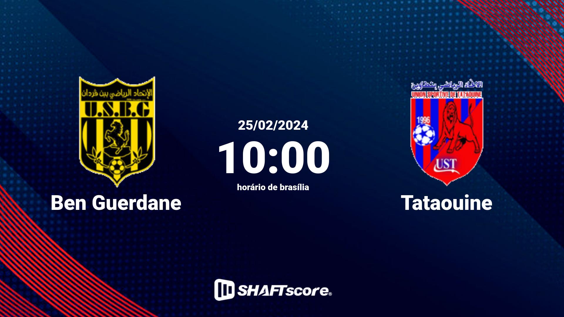 Estatísticas do jogo Ben Guerdane vs Tataouine 25.02 10:00