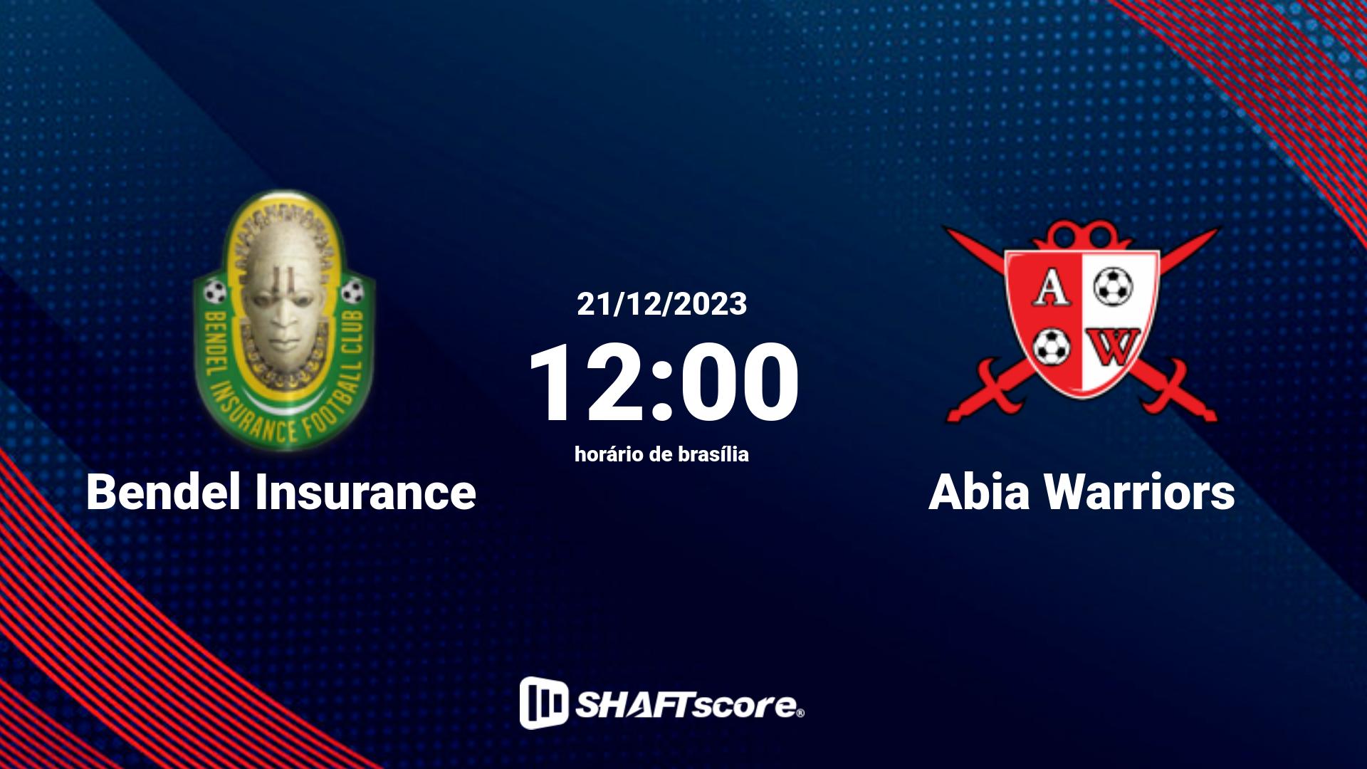 Estatísticas do jogo Bendel Insurance vs Abia Warriors 21.12 12:00