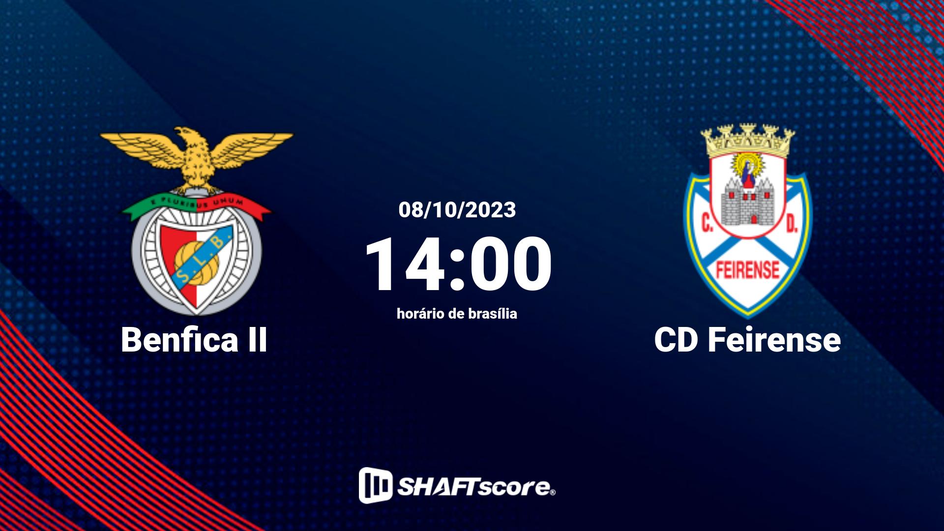 Estatísticas do jogo Benfica II vs CD Feirense 08.10 14:00