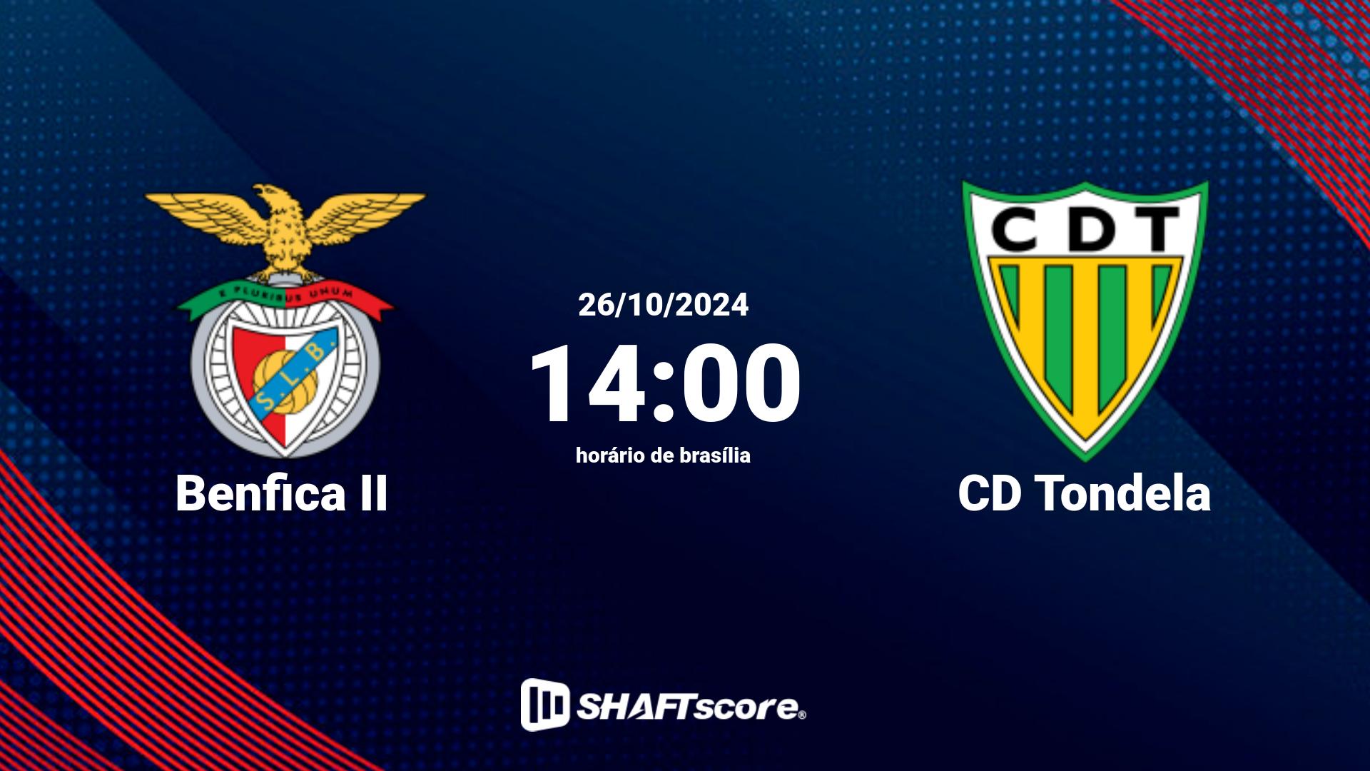 Estatísticas do jogo Benfica II vs CD Tondela 26.10 14:00