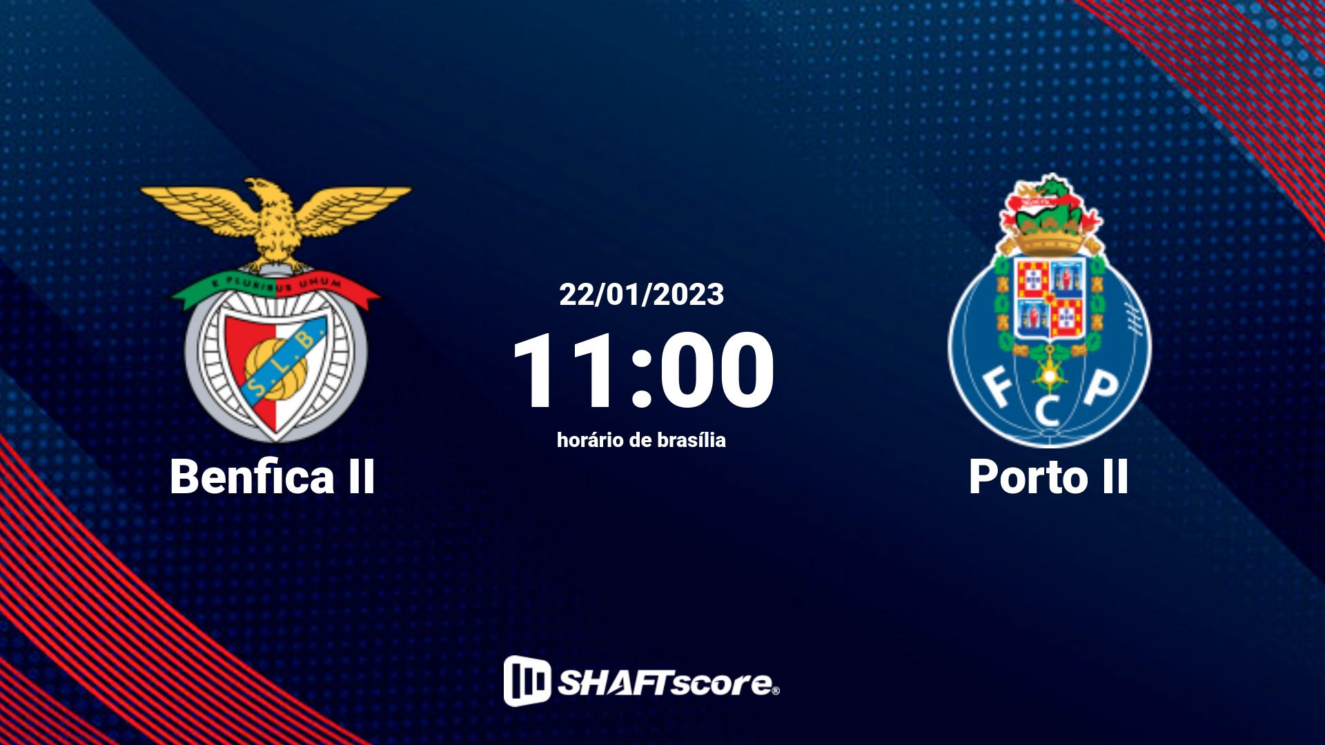 Estatísticas do jogo Benfica II vs Porto II 22.01 11:00