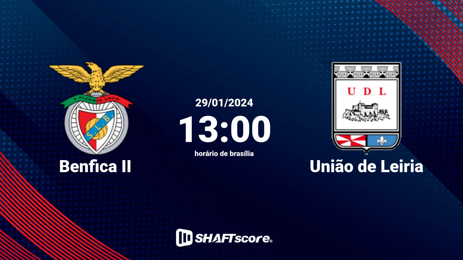 Estatísticas do jogo Benfica II vs União de Leiria 29.01 13:00