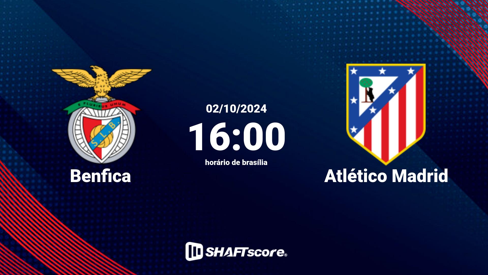 Estatísticas do jogo Benfica vs Atlético Madrid 02.10 16:00