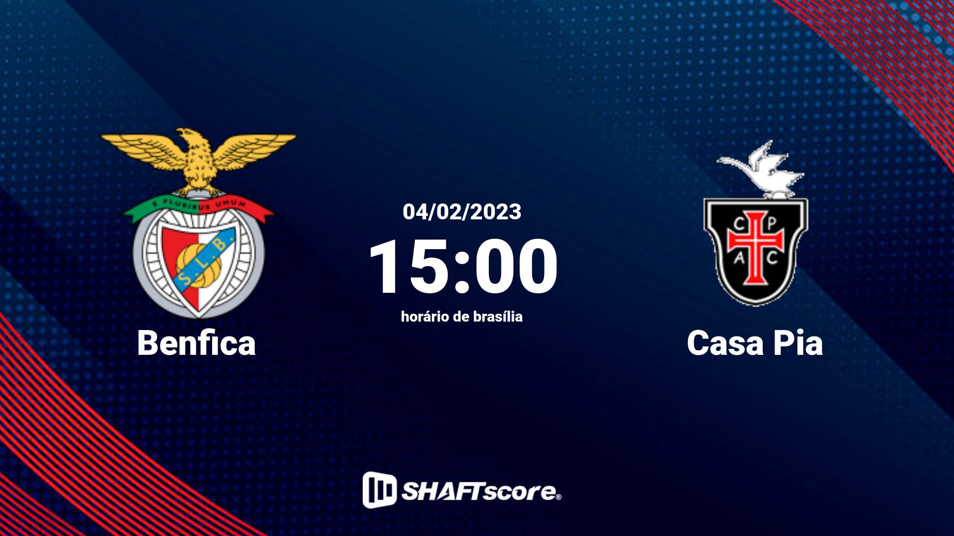 Estatísticas do jogo Benfica vs Casa Pia 04.02 15:00