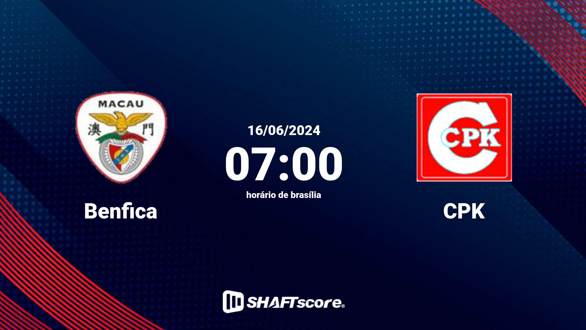 Estatísticas do jogo Benfica vs CPK 16.06 07:00