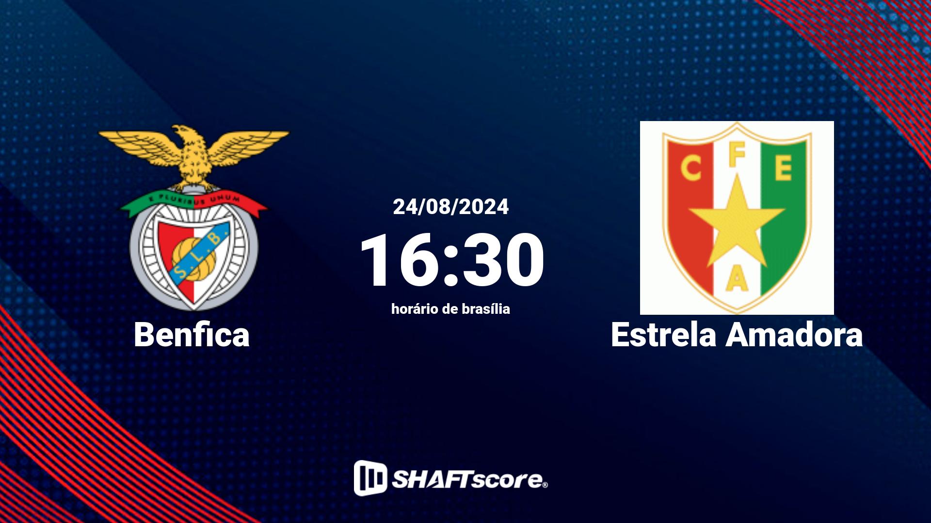 Estatísticas do jogo Benfica vs Estrela Amadora 24.08 16:30