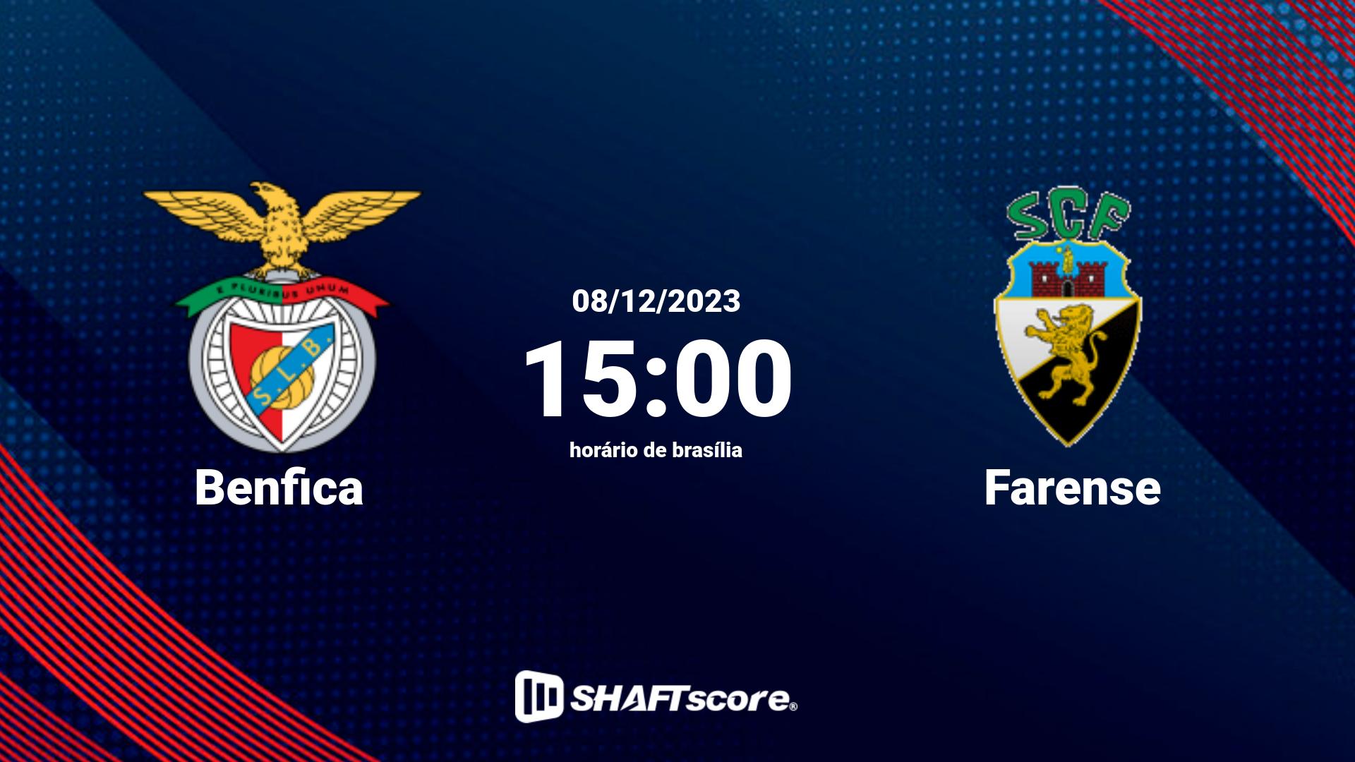 Estatísticas do jogo Benfica vs Farense 08.12 15:00