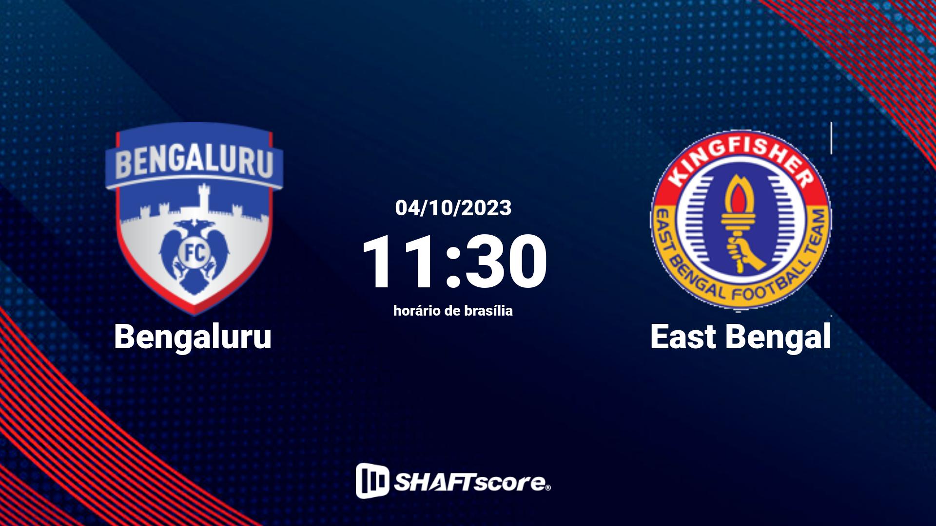 Estatísticas do jogo Bengaluru vs East Bengal 04.10 11:30