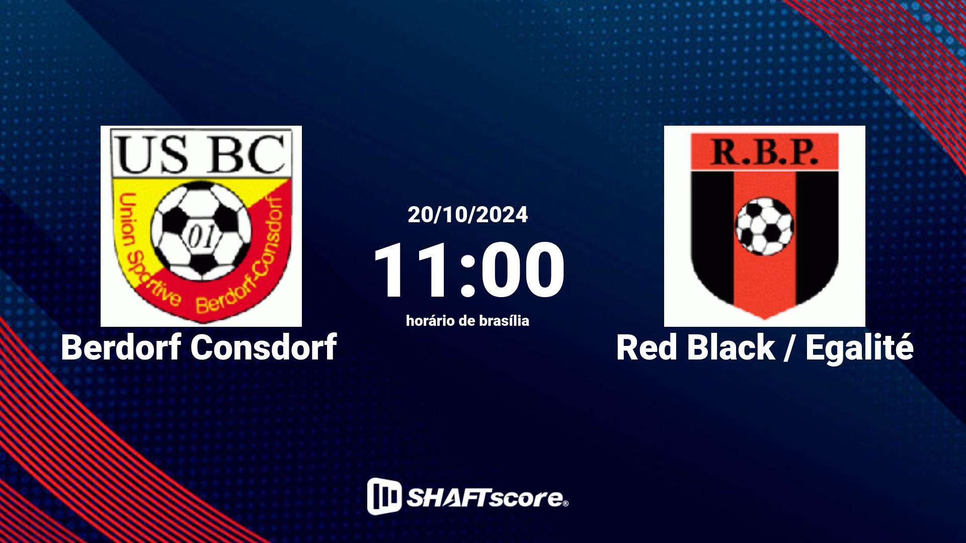 Estatísticas do jogo Berdorf Consdorf vs Red Black / Egalité 20.10 11:00