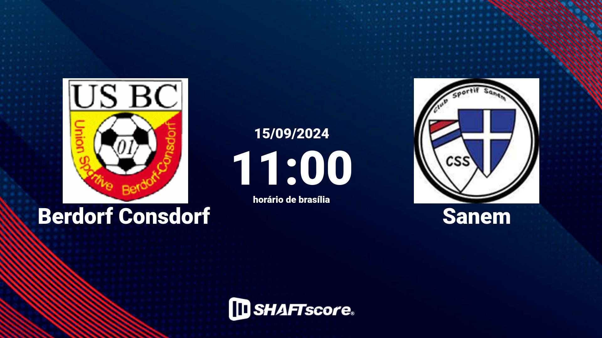 Estatísticas do jogo Berdorf Consdorf vs Sanem 15.09 11:00