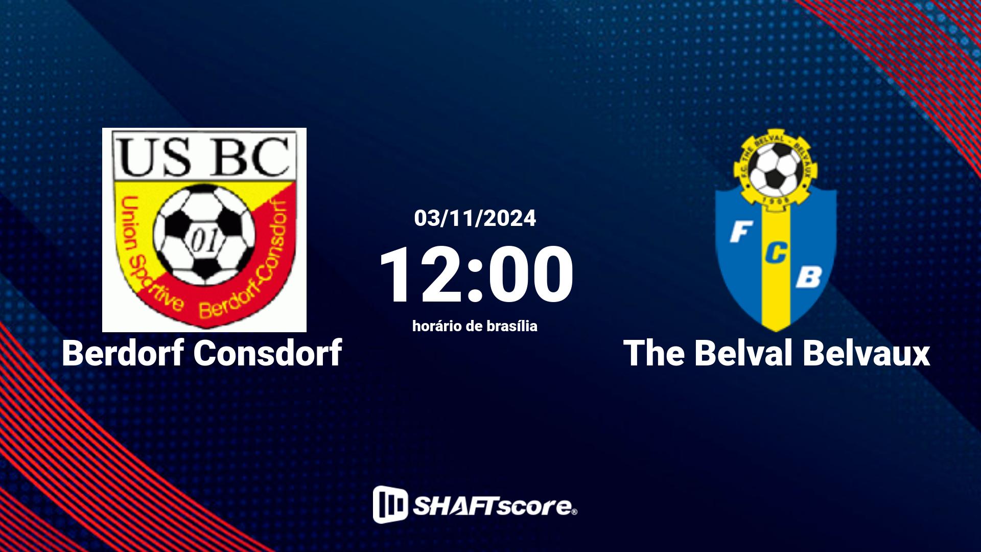 Estatísticas do jogo Berdorf Consdorf vs The Belval Belvaux 03.11 12:00