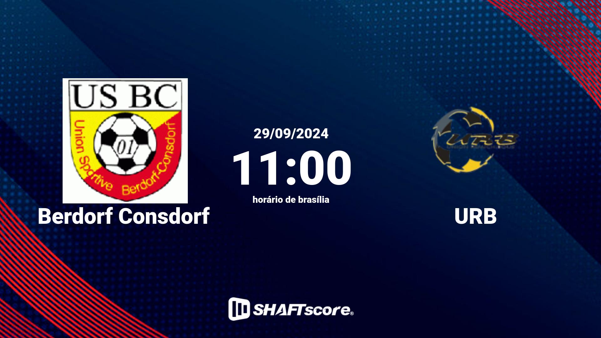 Estatísticas do jogo Berdorf Consdorf vs URB 29.09 11:00